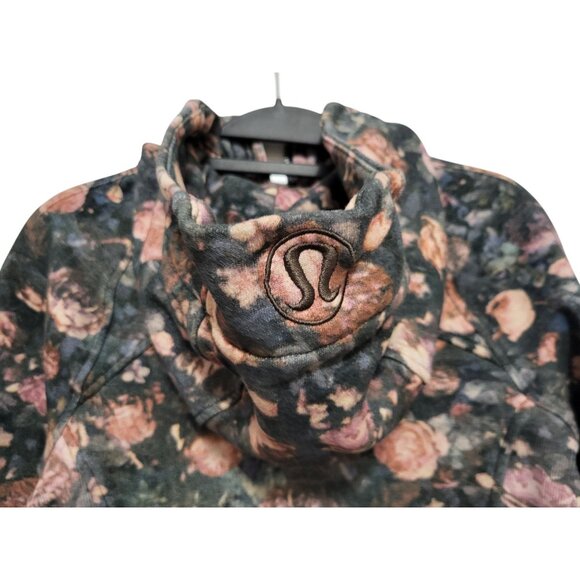 Lululemon Scuba Hoodie Floral Fleece Jacket Black Pink - Picture 11 of 15